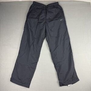 VINTAGE Nike Pants Mens S Small Black Track Windbreaker Straight Leg Swoosh Y2K